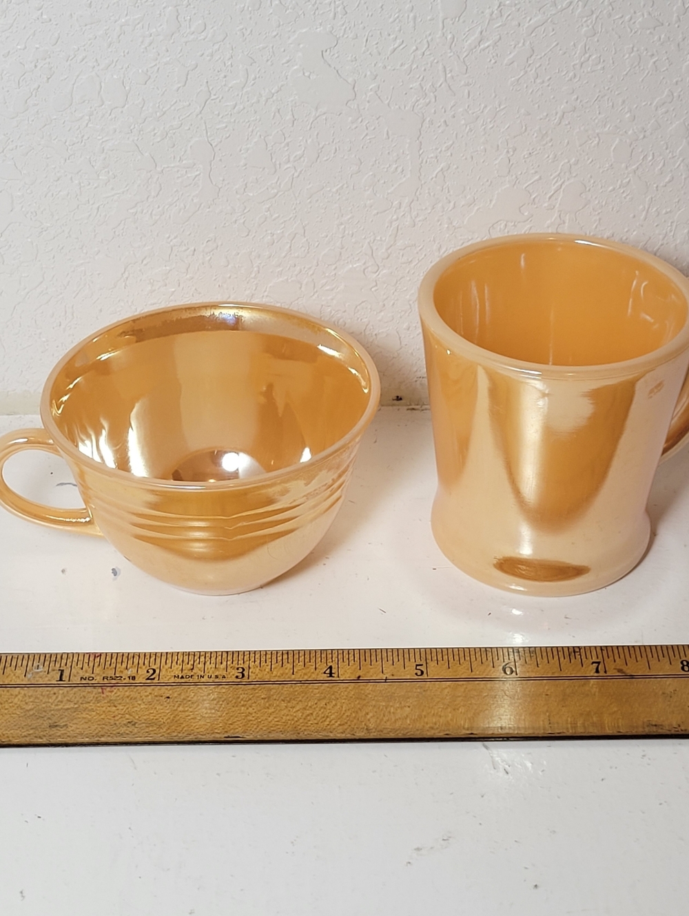 Vintage Fire King PEACH Iridescent Mid Century Mug & Tea Anchor Hocking Luster - Picture 5 of 9